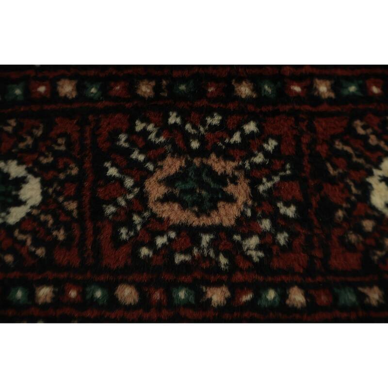 Hand Knotted Oriental 100% Wool Carpet Traditional Geometric Red Balouch Area Rug - 2' 10'' X 1' 11''