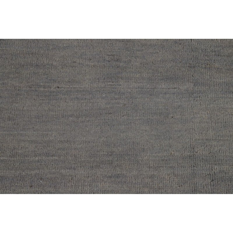 Solid Gray Gabbeh Oriental Area Rug Hand-Knotted Wool Carpet - 6'8" x 9'10"