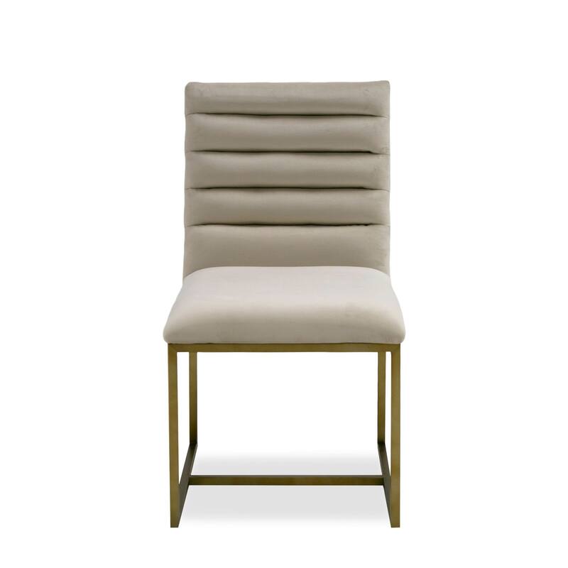 Modrest Barker Modern Beige & Brush Gold Dining Chair (Set of 2)