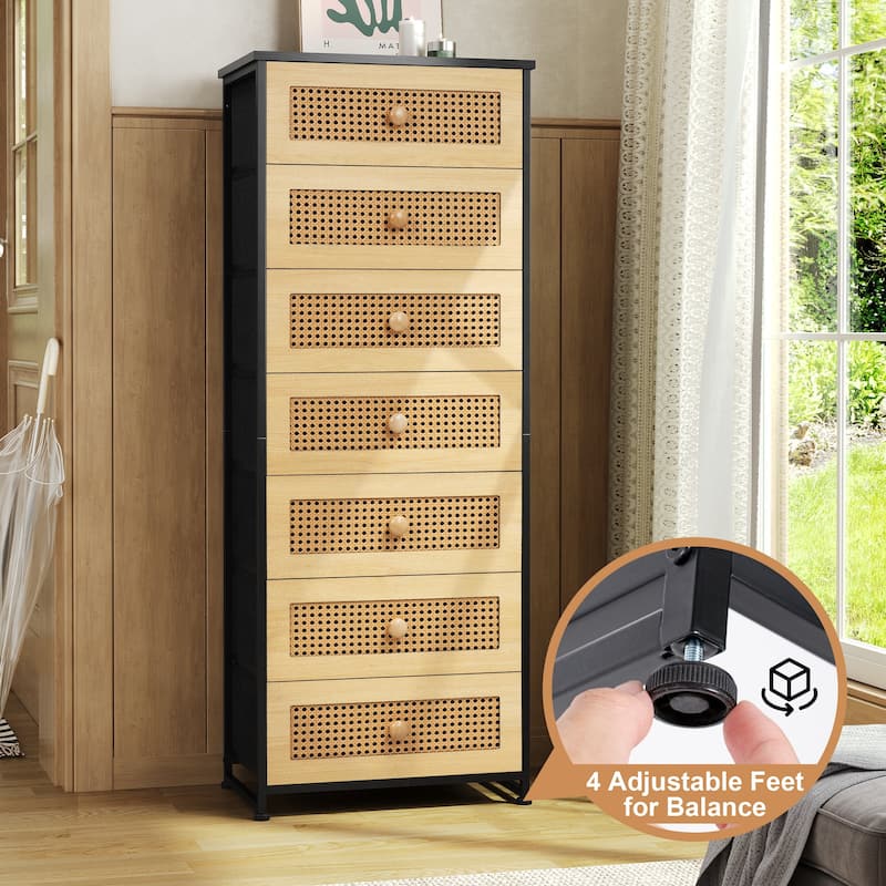 Slim Tall Vertical 7-Drawer Chest Dresser Closet Storage Organizer Unit for Bedroom