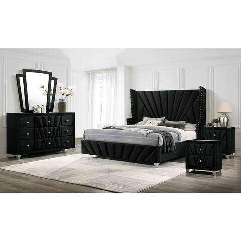 Furniture of America Ambrosia Glam Black 5-Piece Bedroom Set