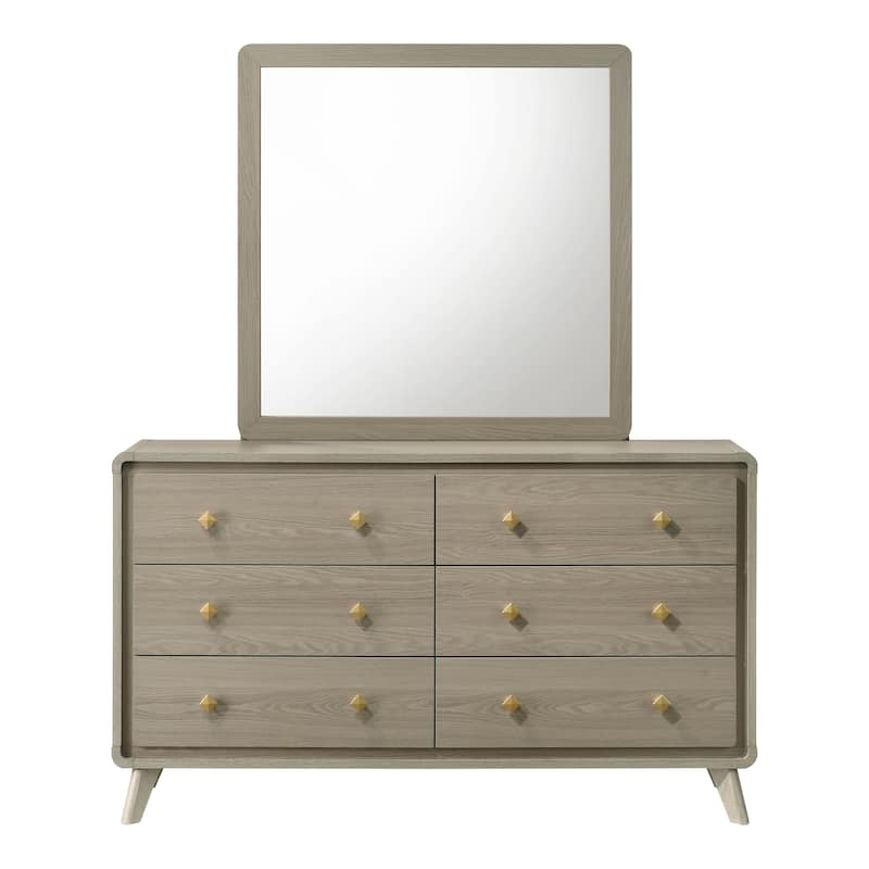 Furniture of America Thaila Modern 4-Piece Grey Wood Upholstered Panel Bedroom Set with LED on Headboard