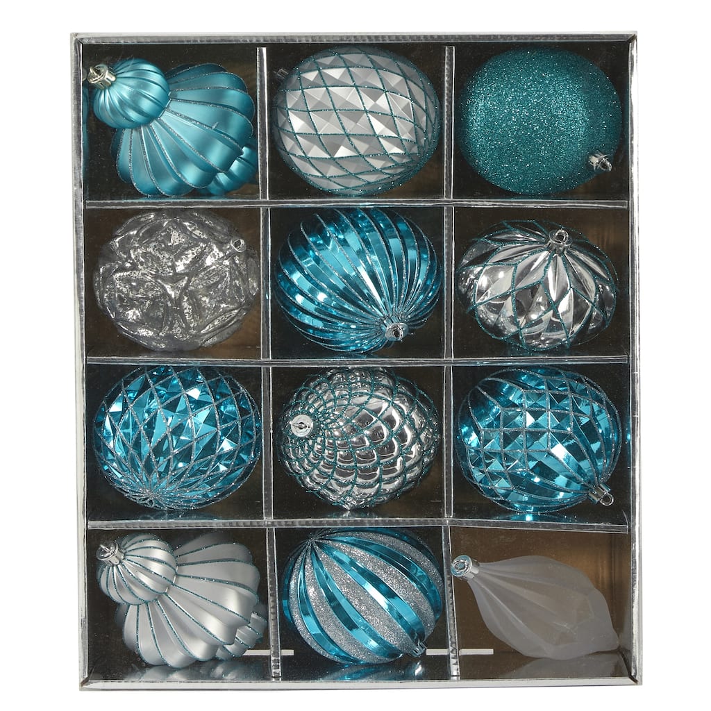 Holiday Lux Shatterproof, 12 Count Christmas Tree Ornament Set, 100mm