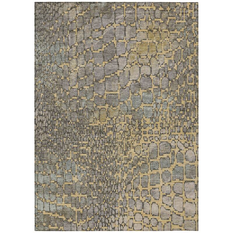 HomeRoots Abstract Transitional Rectangle Outdoor Rug