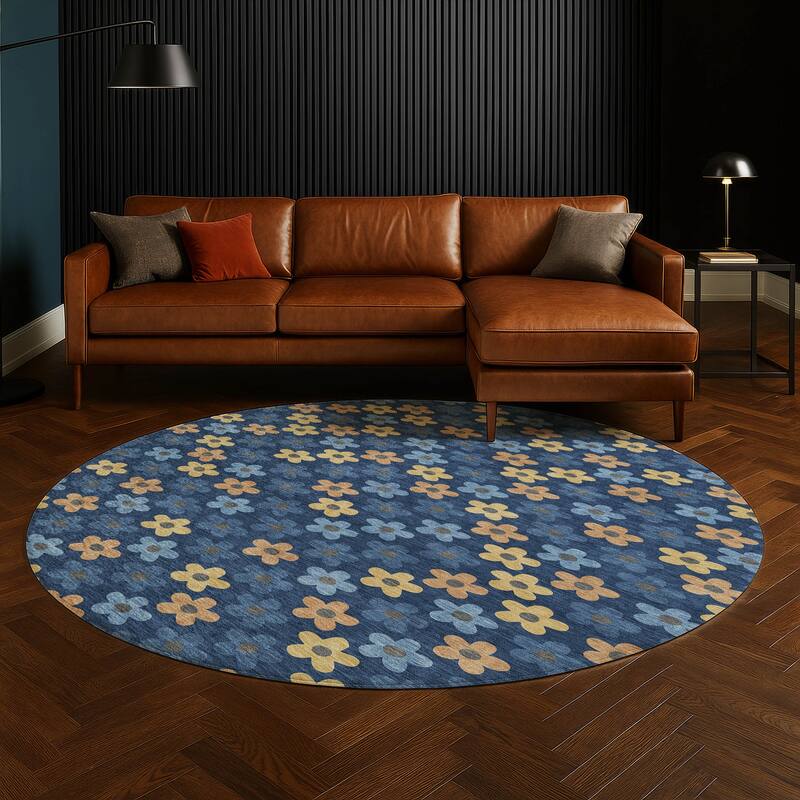 Machine Washable Indoor/ Outdoor Floral Kechi Chantille Rug