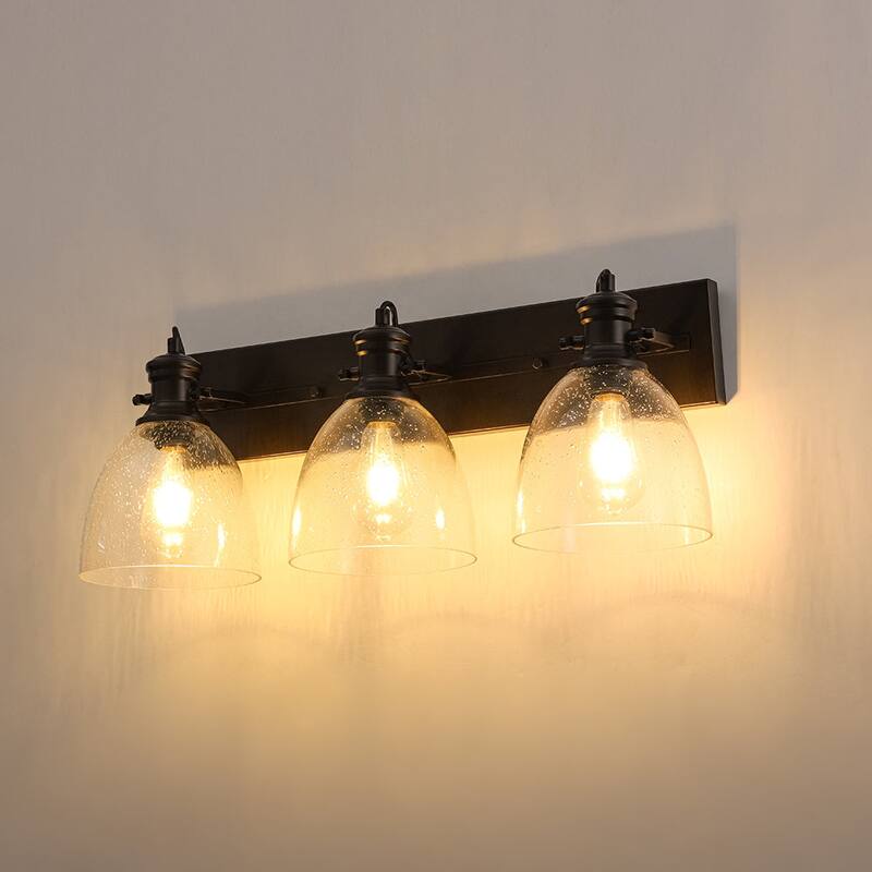 Industrial 3-Light Versatile Glass Island Semi Flush Mount Wall Light