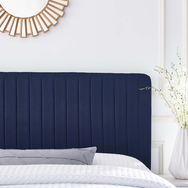 Milenna Channel Tufted Upholstered Fabric King/California King Headboard - Royal Blue - California King