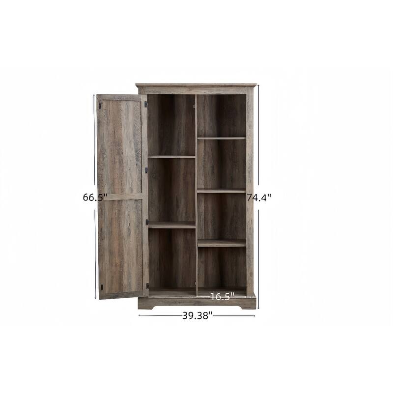 Tall Barn Door Kitchen Pantry Storage Cabinet with Adjustable Shelves