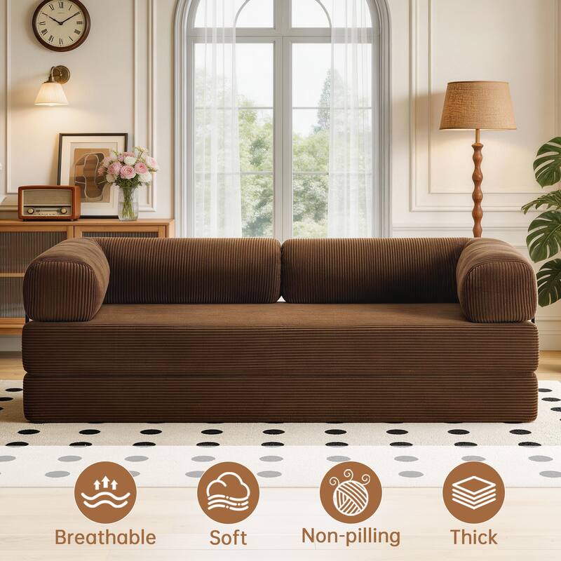 Corduroy Large Couch Convertible Floor Sofa Bed Sleeper