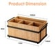 preview thumbnail 7 of 5, Bamboo Utensil Holder with 4 Compartments & Metal Tray, Wooden Silverware Caddy for Party Picnic Camping. - Beige