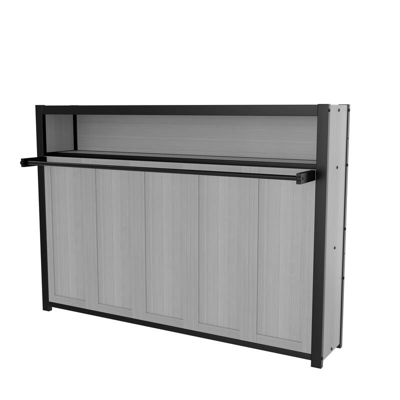 Roomfitters Twin Size Metal Murphy Bed with Shelves, Foldable Wall Bed Frame with Space-Saving Design