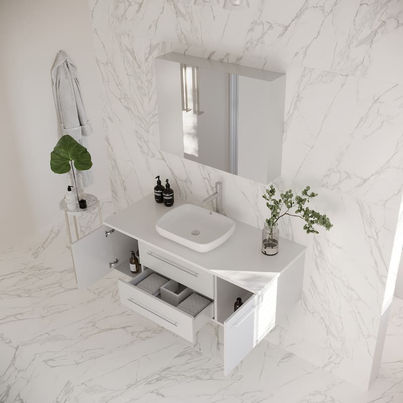 Fresca Lucera 48" Wall Mounted Single Basin Vanity Set with Cabinet,