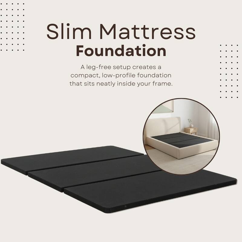 ZenBase Black Upholstered Platform Bed Frame