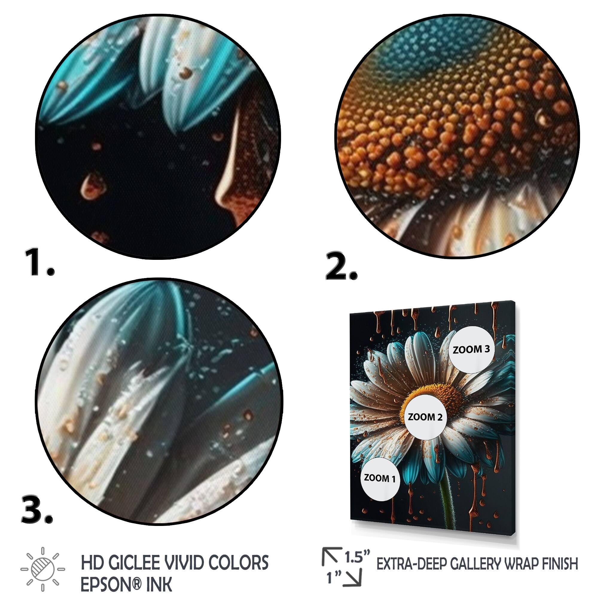 Designart 'Modern Blooming Daisy III' Floral & Botanical Canvas Wall