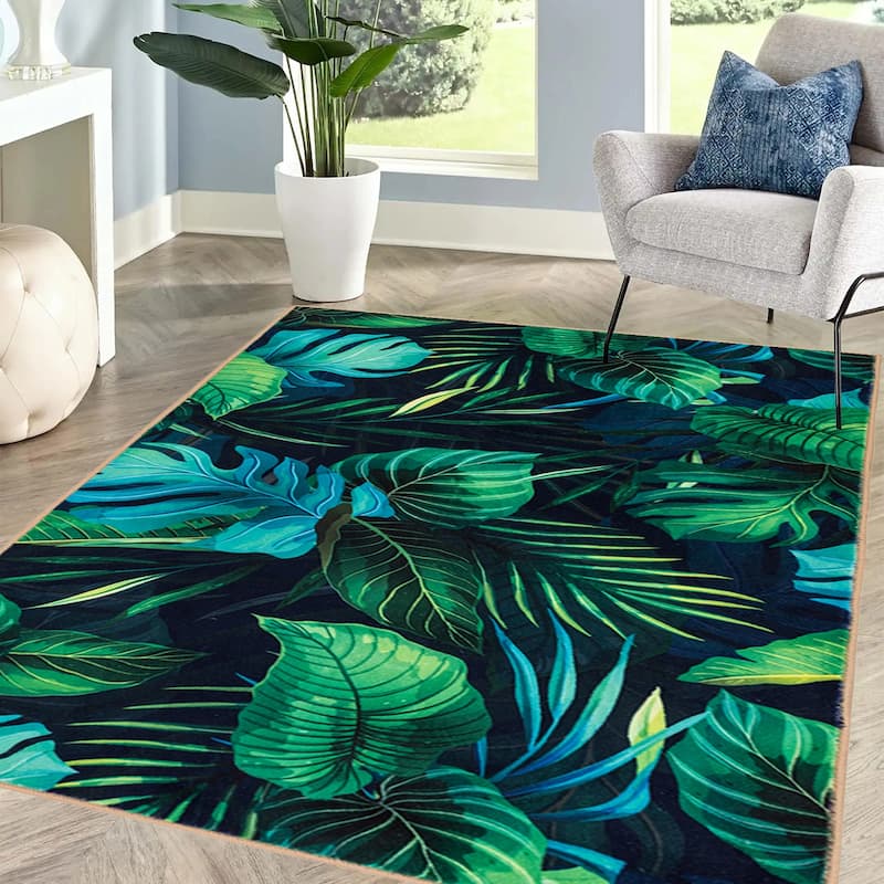 Modern Plant Abstract Area Rugs No-Shedding, Low Pile Foldable Carpet - 2' x 6' - Plant