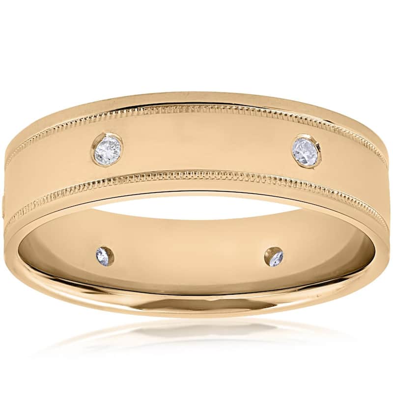 Mens Yellow Gold Diamond Comfort Fit 6mm High Polished Wedding Band Ring New