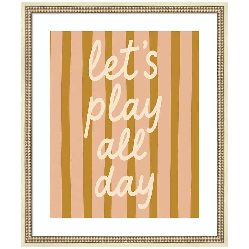 Kate and Laurel Lets Play All Day by Laura Moss Framed Wall Art Print - 22x26