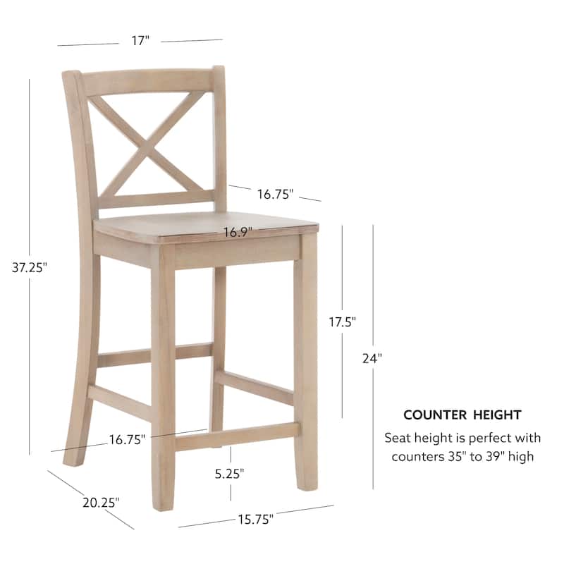 Amravati Wooden X-Back 24-Inch Counter Stool