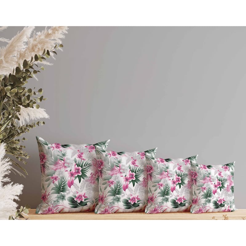 Enchanted Tropics Faux Suede Reversible Throw Pillow Silver and Green