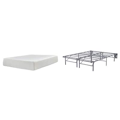 Signature Design by Ashley Chime 12 Inch Memory Foam Black/White 2-Piece Mattress Package