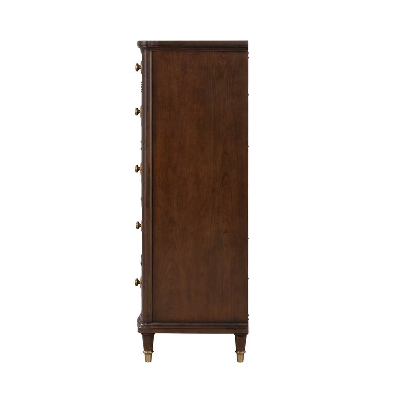 Furniture of America Prylen Modern Dark Cherry Solid Wood 5-Drawer Chest