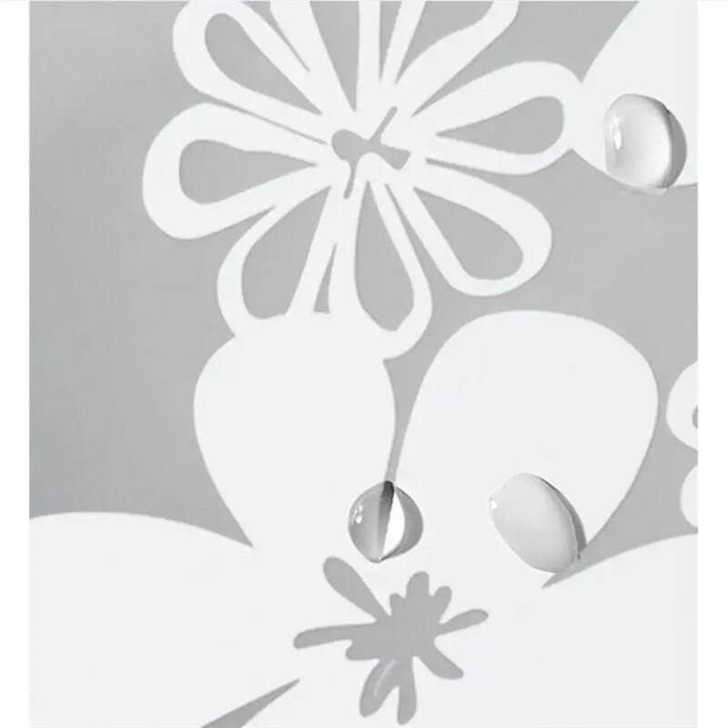 White Flower Vine Mildew Proof Curtains Translucent Bath Screen