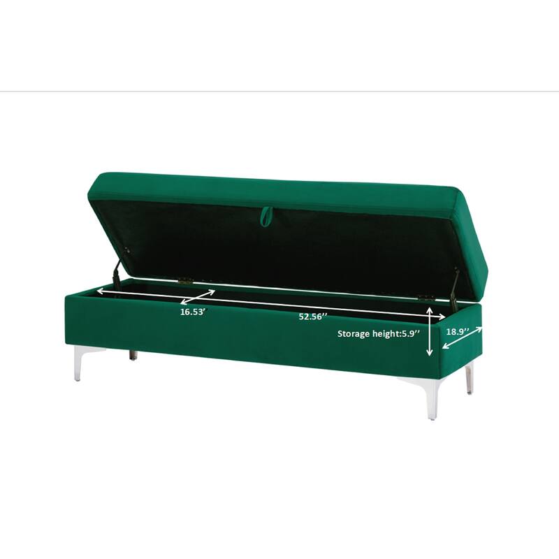 Modern Velvet Ottoman Bench, Storage Ottoman for Home