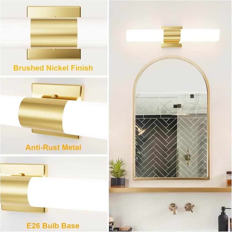 Cusp Barn Bathroom Light Fixtures, Gold Wall Sconce Light, Modern Wall Lights with Milky Glass Shade for Vanity, Bedroom