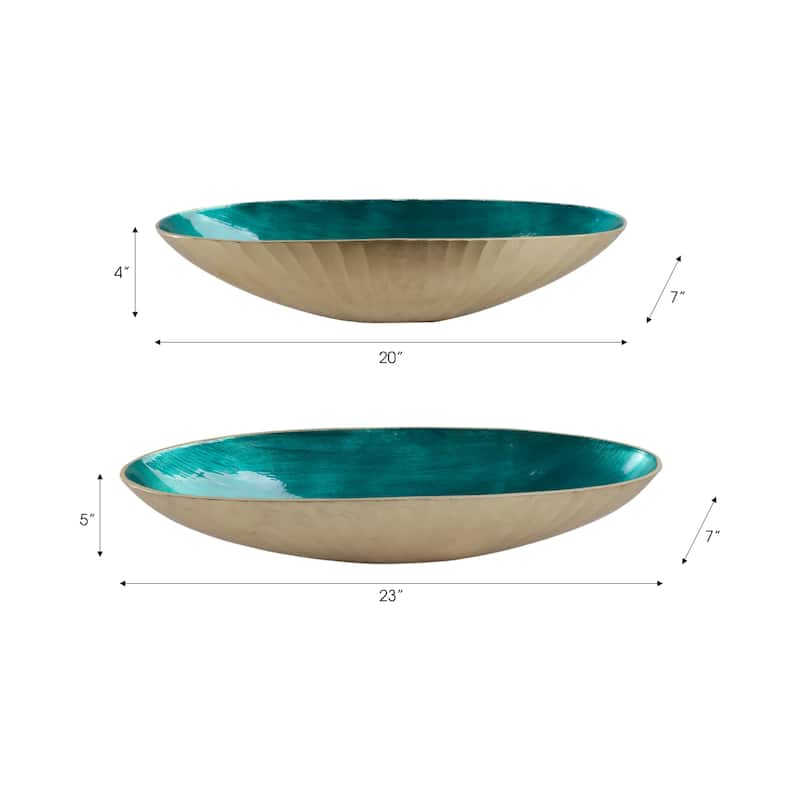 Coastal Metal Bowls with Modern Sculptural Design (Set of 2) - 23" x 7" x 5"