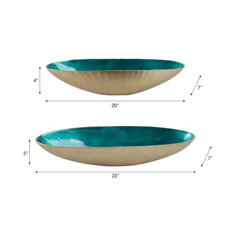 Oval Metal Bowls Sculptural Design -Set of 2 - 20", 23" - 23.0"