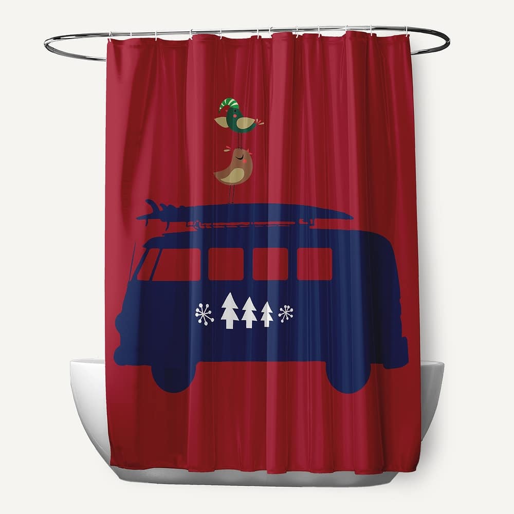 Christmas Surf Bird Shower Curtain