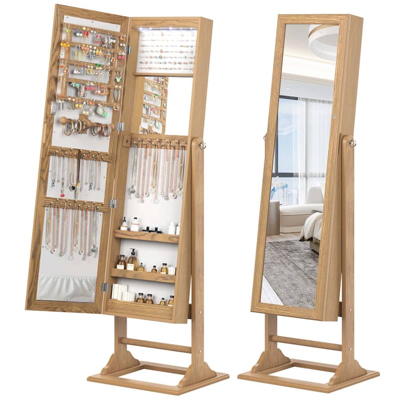 Costway Jewelry Cabinet Full-Length Mirror Lockable Jewelry Armoire - See Details