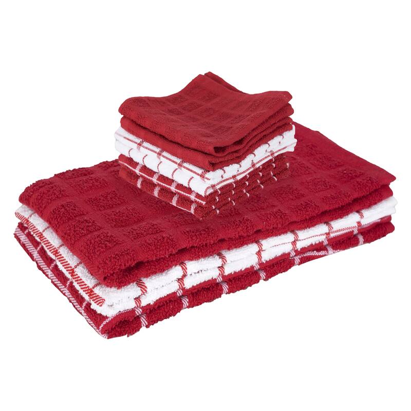 Ritz 3-Pack Terry Check Kitchen Towel and 6-Pack Terry Check Dish Cloth Set