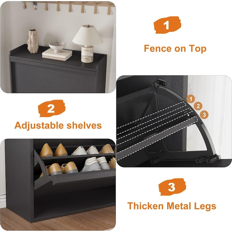 Drawer Wooden Shoe Cabinet with Adjustable Shelves