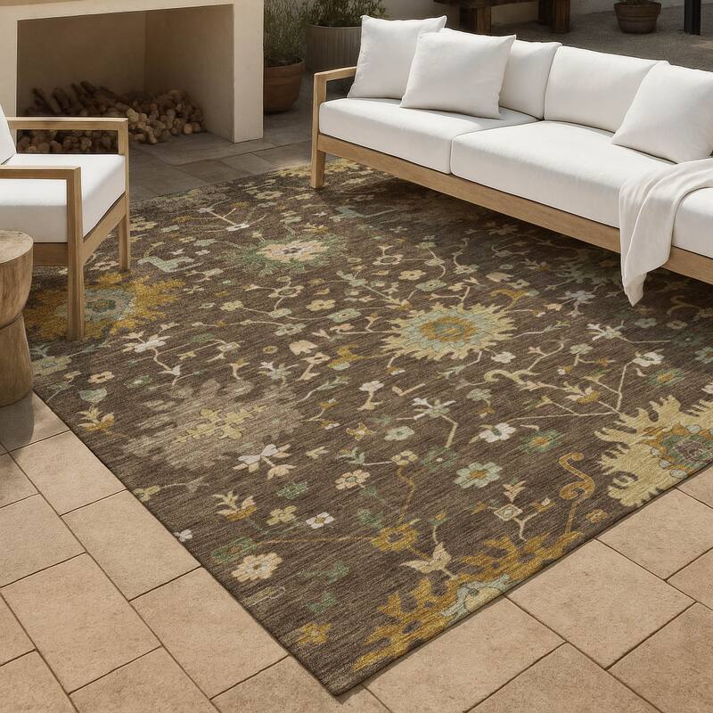 Machine Washable Indoor/ Outdoor Global Dillon Chantille Rug - Chocolate - 8' x 10'