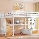 preview thumbnail 15 of 24, Full Size Solid Wood Loft Bed with Desk and Shelves, Two Built-in Drawers, Storage Staircase Natural+White