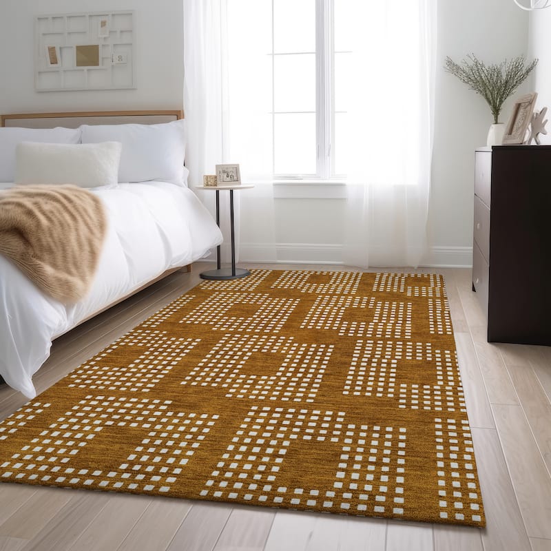 Premium Washable Super Soft Modern Houndstooth Mayfield Rug - Terracotta - 5' x 7'6"