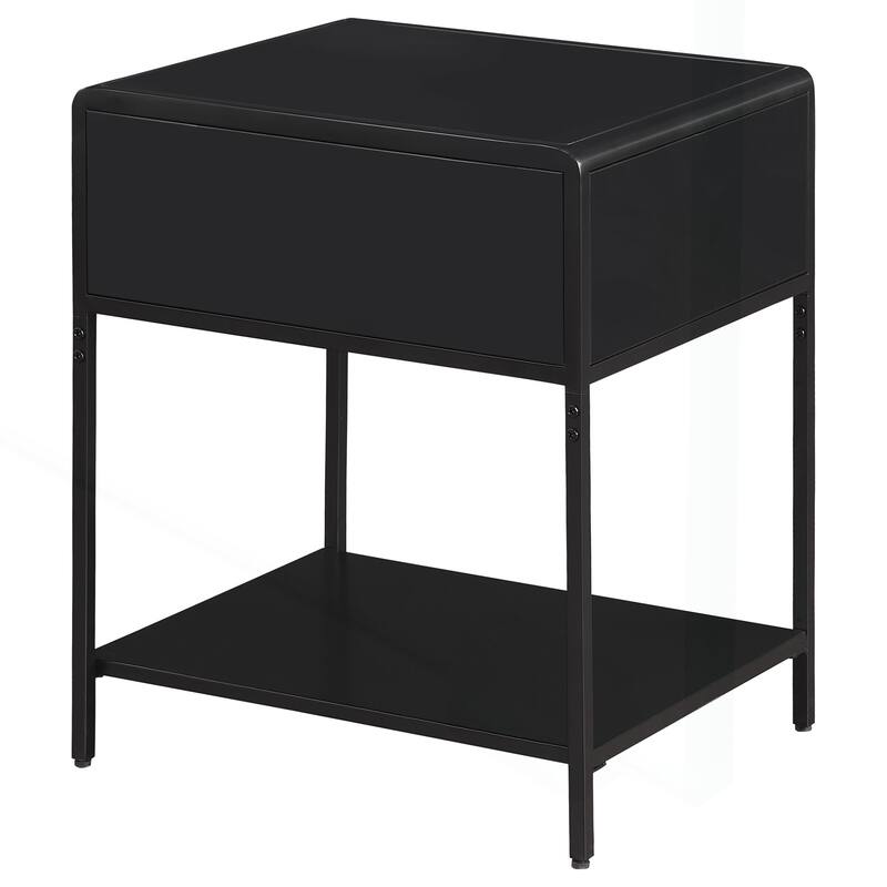 Chic Metal Bedside Table with Cane Drawer for Stylish Spaces