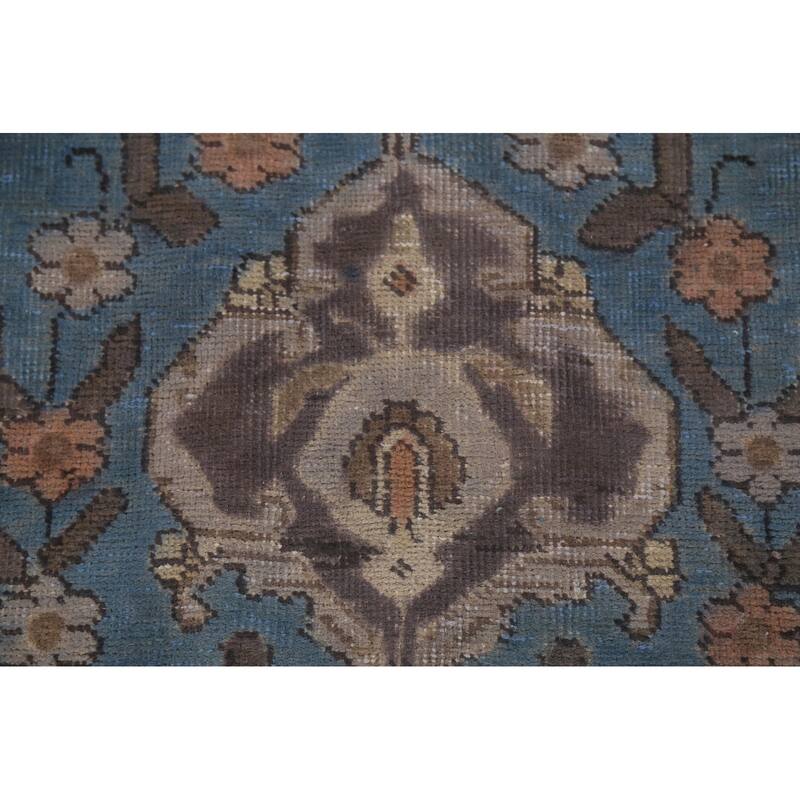 Geometric Blue Tabriz Persian Vintage Area Rug Handmade Wool Carpet 9