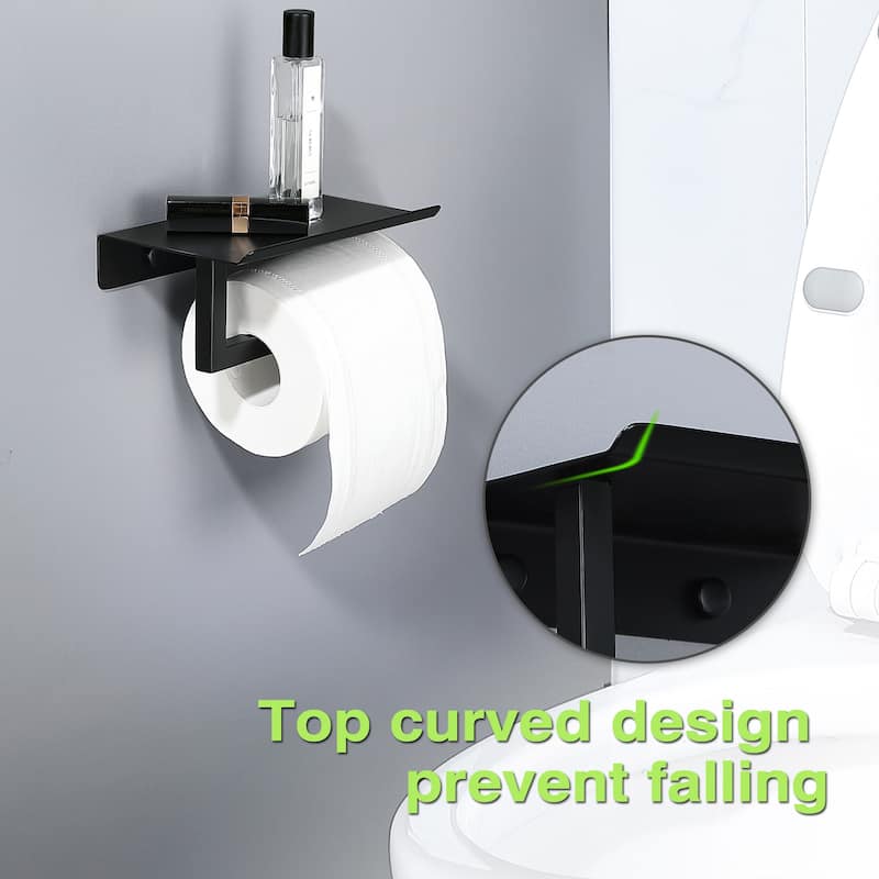 Bath Wall-Mount Single Post Toilet Paper Holder with Shelf