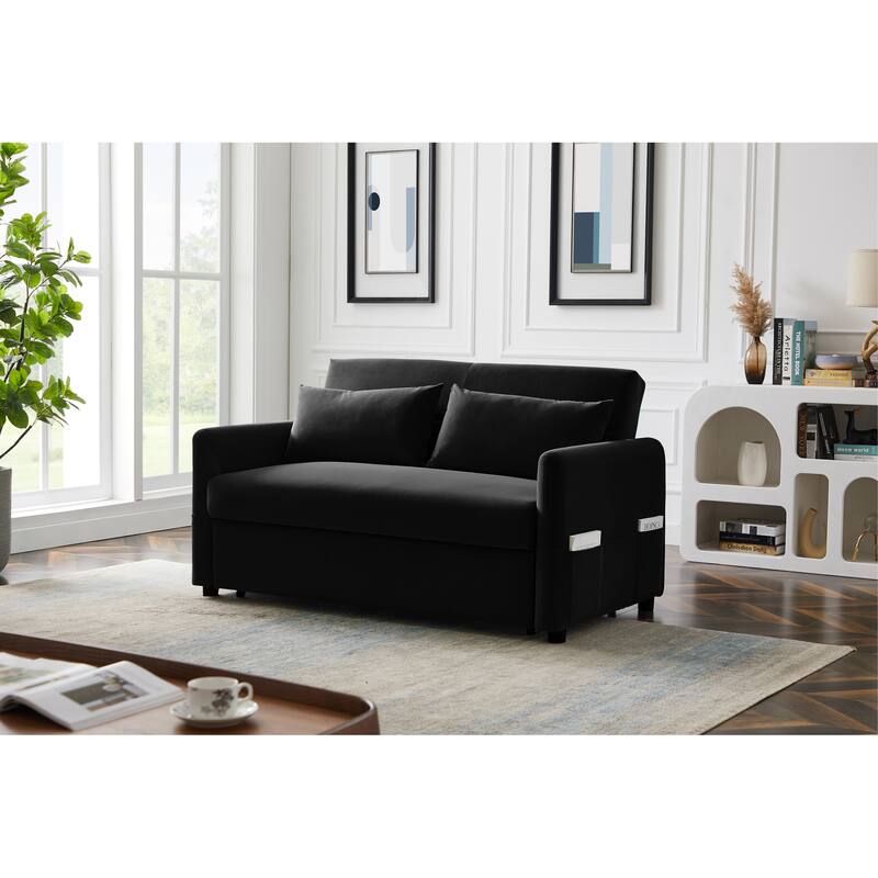 Modern Loveseat Sofa Dutch Velvet Upholstered Pull out Sleeper