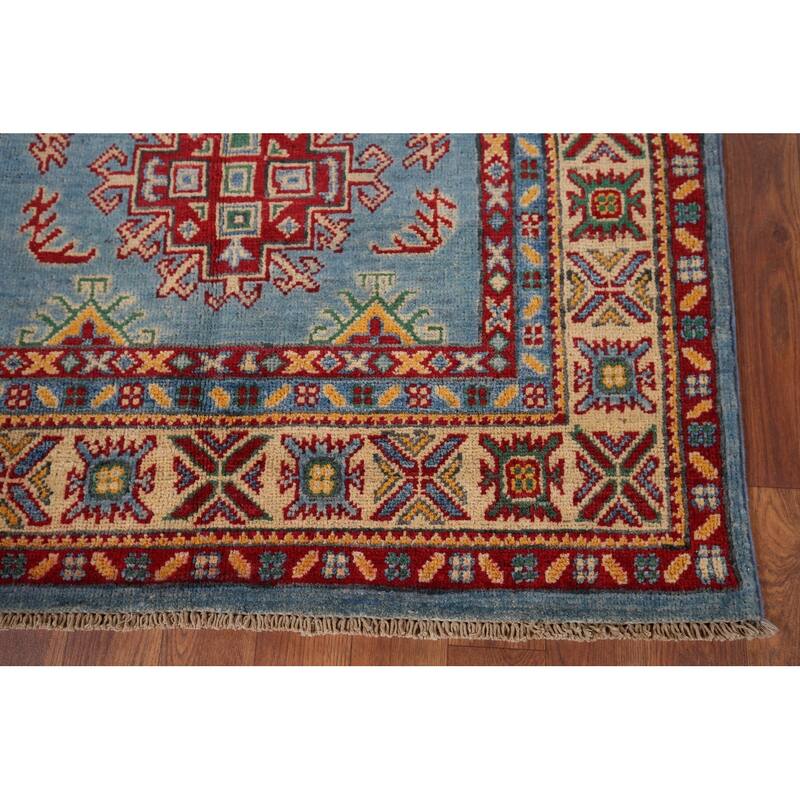 Blue Kazak Oriental Accent Rug Handmade Wool Carpet - 3'4" x 5'0"