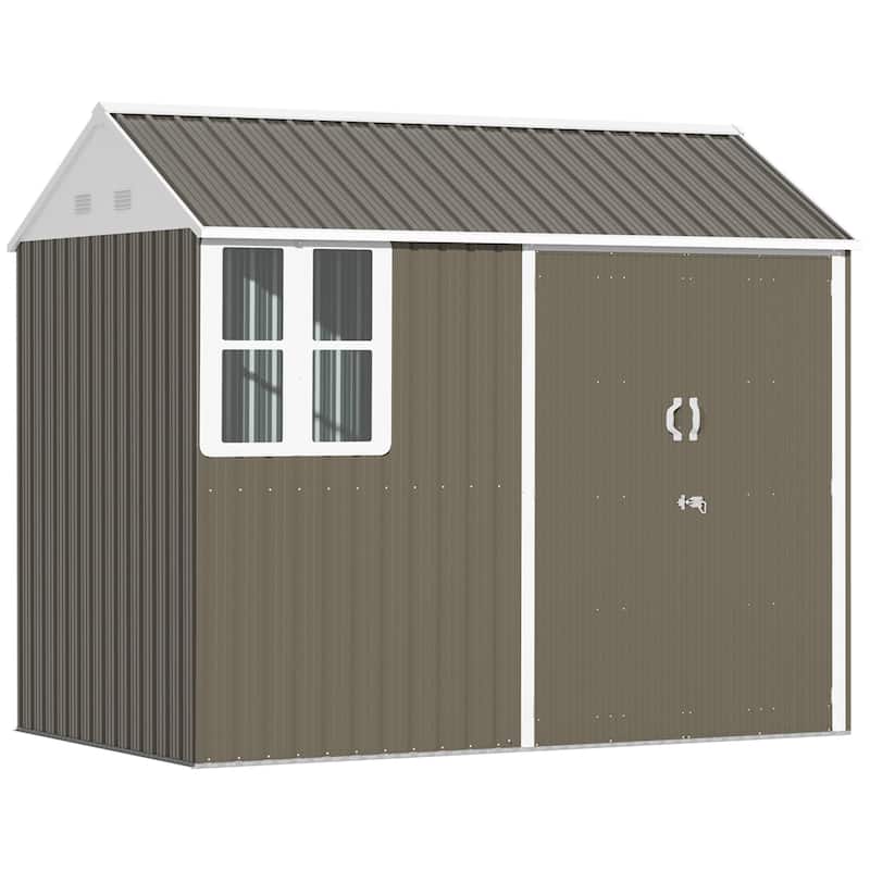 Outsunny 8' x 6' Outdoor Storage Shed, Metal Garden Shed with Window & Double Lockable Door, Outdoor Tool Shed Storage