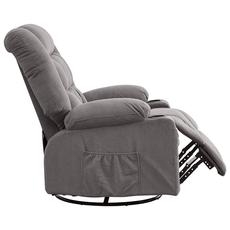 Oversized Massage Rocker Recliner Chair w/4-Point 3D Kneading Massage and Heat & 2 Cup Holders & USB Charge Port, for Bedroom