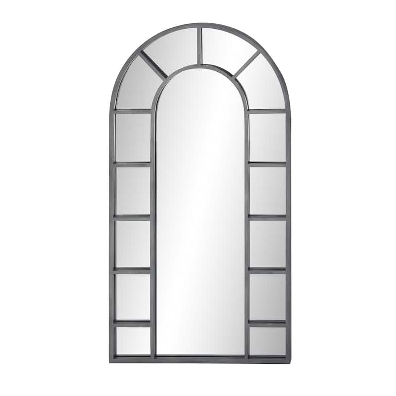 Black or Gold Metal Window Pane Inspired Room Wall Mirror with Arched Top
