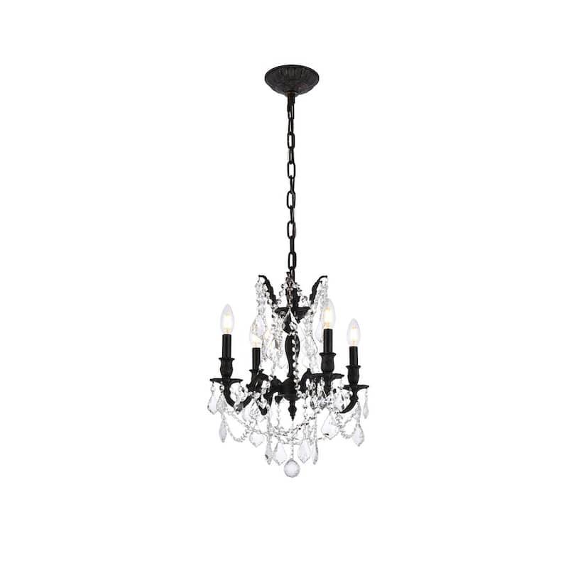 Somette Zurich 4-light Royal Cut Crystal and Dark Bronze Chandelier - Zurich 4-Light Dark Bronze Chandelier