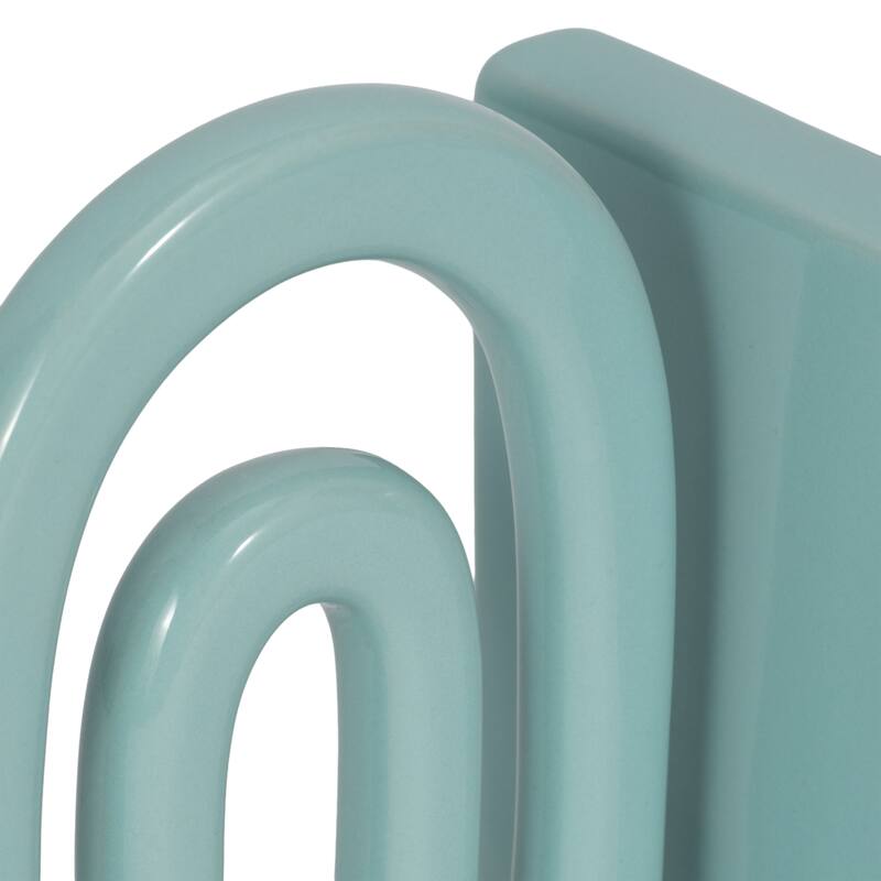 Sagebrook Home Arch Bookends Contemporary Ceramic Rainbow Arched Bookend Set for Book Display and Organization - 5" x 3" x 6"