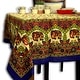 preview thumbnail 11 of 14, Cotton Secret Elephant Floral Tablecloth Rectangle - 54 x 84 in Blue Red