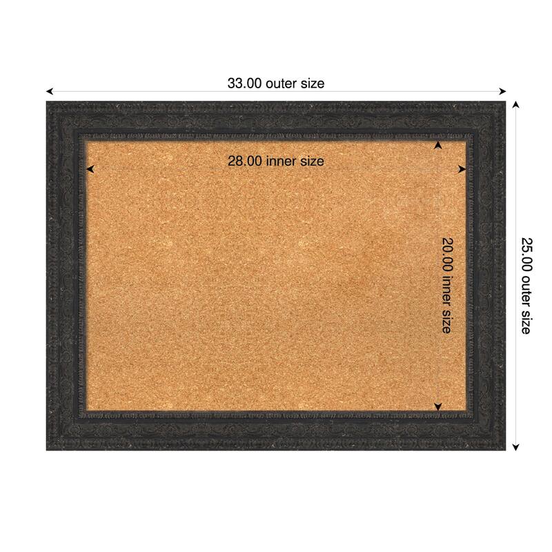 Attic Aged Black Wood Framed Cork Board - Bulletin Board, Organization Board, Pin Board - Natural - 33 x 25 in