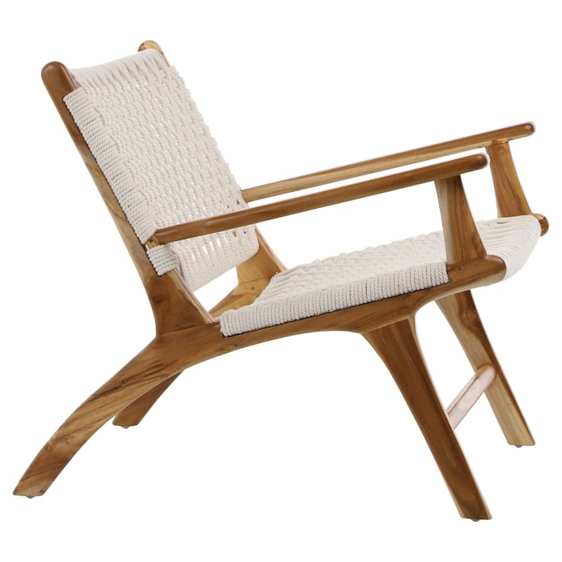 Clyde Teak Upholstered Occasional Chair, White